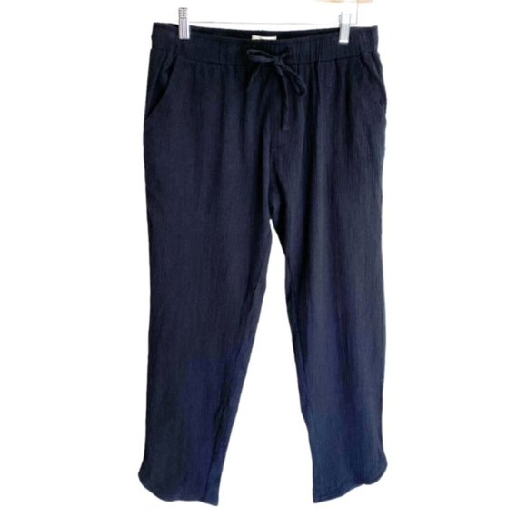 Pact Pants - NWT PACT ORGANIC COTTON NAVY ANGLED HEM CROPPED PANTS SIZE MEDIUM